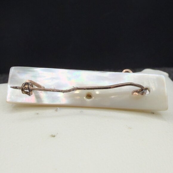 Vintage Mother Of Pearl Sweetheart Handwritten Copper Wired Brooch Pin - Picture 6 of 16